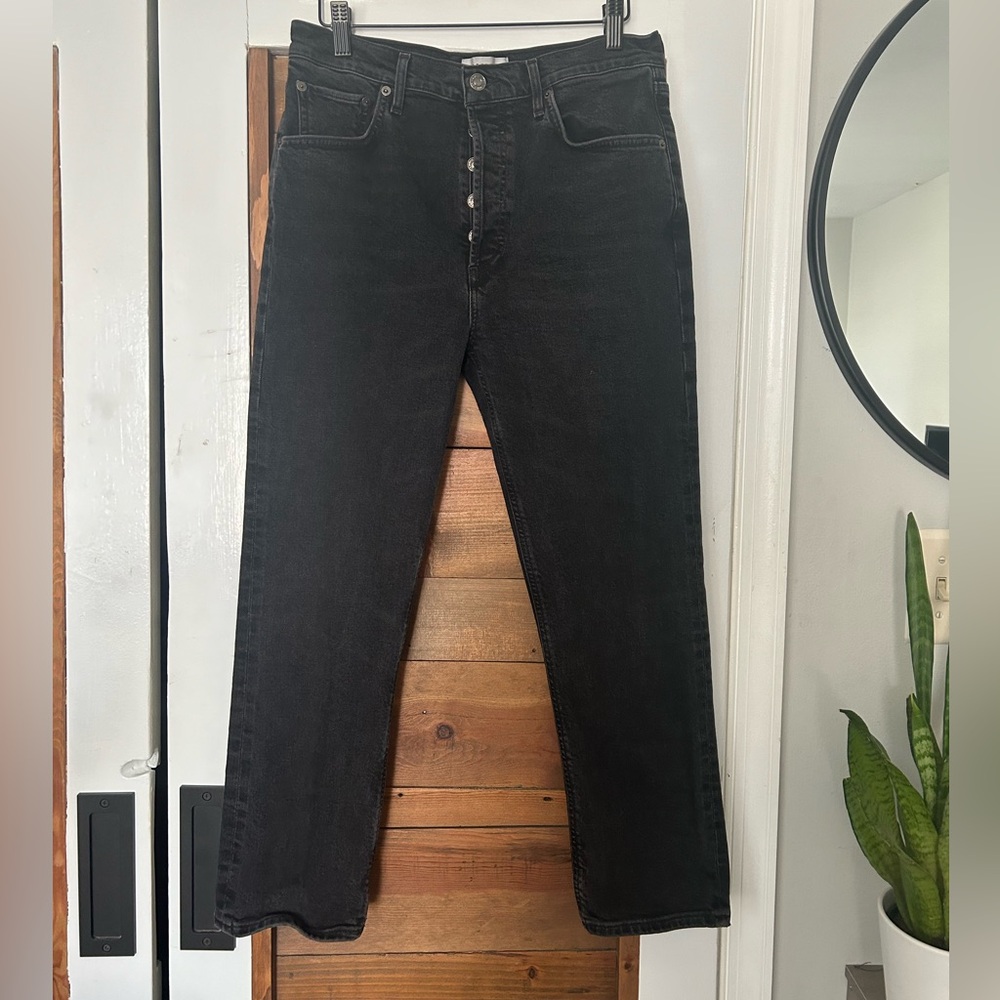 Agolde Women's Black Riley Crop Jeans